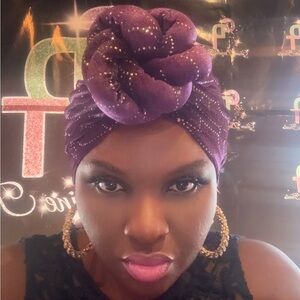 Elegant Purple Turban Headwrap